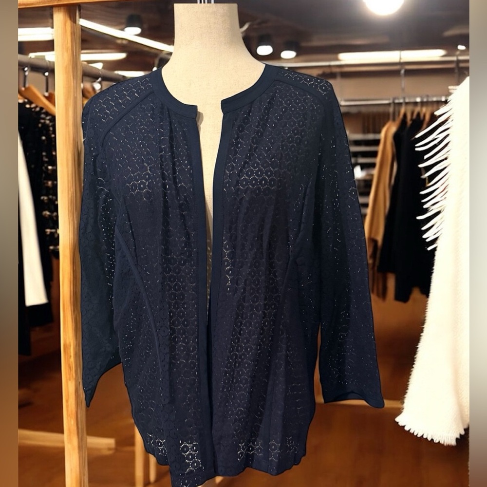 Chicos Verso 3/4 Sleeve Jacket Dark Blue Size XL/16 NWT